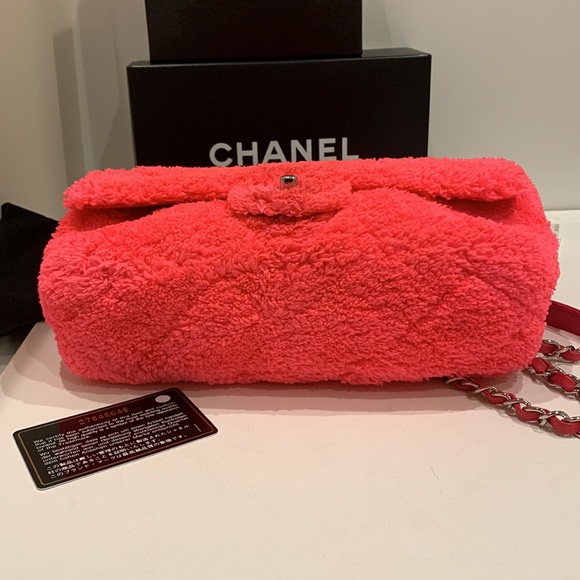 🦄Rare CHANEL Hot Pink Terry Cloth Faux Sherpa Fur Cocoa Beach Abstract Interior - Picture 11 of 16